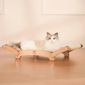 Sisal Cat Scratcher Bed for Large Cats, Extra Large Scratching Pad with Hammock for Indoor Cats, Natural Sisal Scratch Post, Durable Wooden Cat Furniture,(V)
