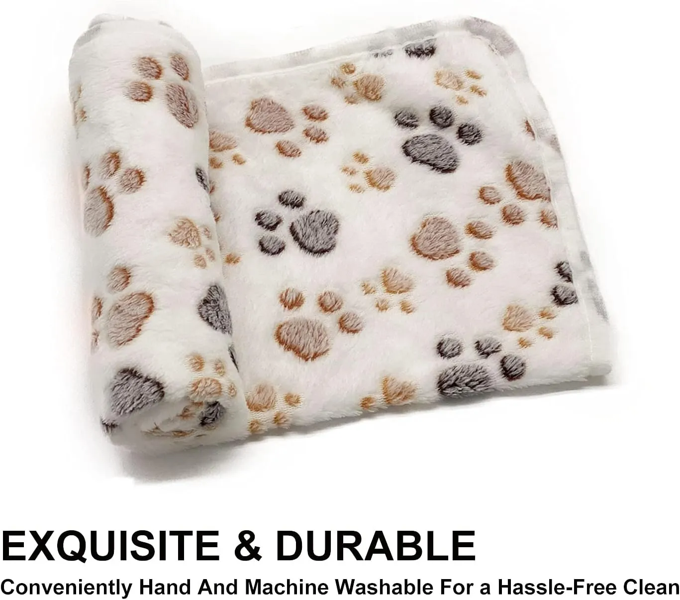 SORKUT 1 Pack 3 Puppy Dog Blankets Super Soft Warm Sleep Mat Fluffy Premium Fleece Pet Blanket Flannel Throw for Dog Puppy Cat - Paw Print Beige/Pink/Brown Medium (29"x20")