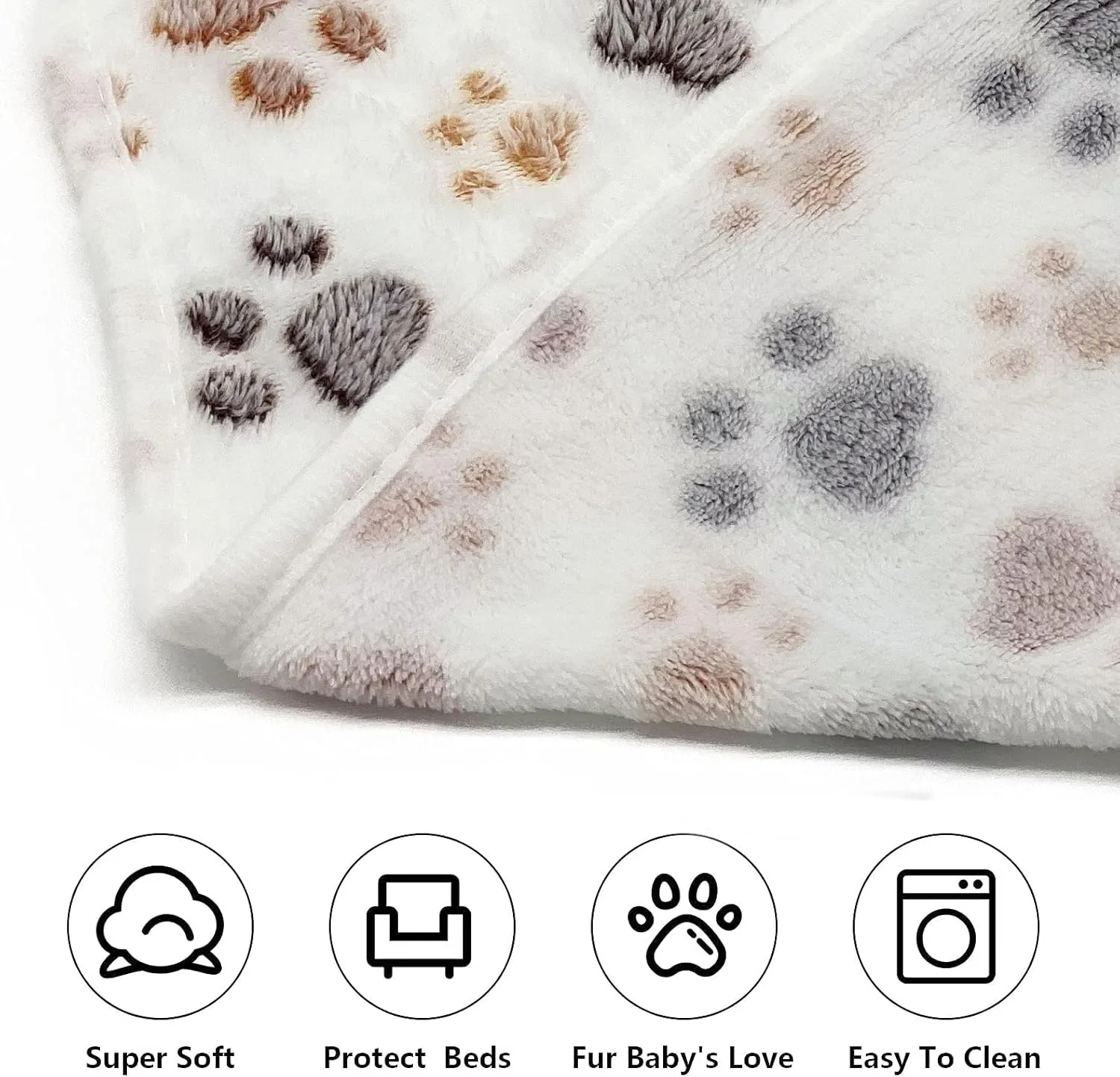 SORKUT 1 Pack 3 Puppy Dog Blankets Super Soft Warm Sleep Mat Fluffy Premium Fleece Pet Blanket Flannel Throw for Dog Puppy Cat - Paw Print Beige/Pink/Brown Medium (29"x20")