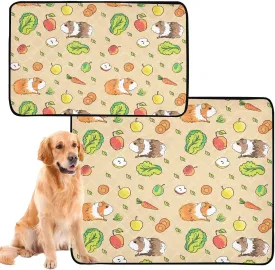 susiyo 2 Pcs Washable Dog Pee Pads Guinea Pigs and Fruits Reusable Pet Pads - 1 Medium and 1 Large
