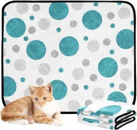 susiyo 3 Pcs Small Washable Pee Pads for Dogs Teal Gray and White Polka Dots Pattern Absorbent Reusable Puppy Training Pads