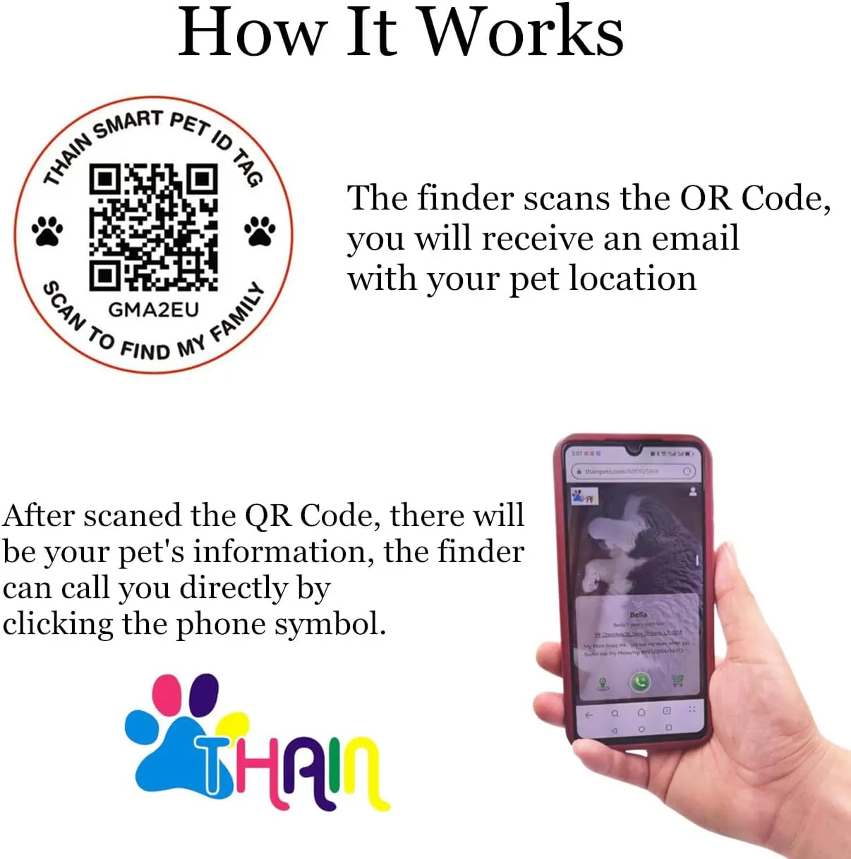 THAIN Personalized Cat Collar with Bell and Bowtie Breakaway QR Code Name Smart ID tag Quick Release Soft Comfortable Collar for Cats and Kittens (Red)