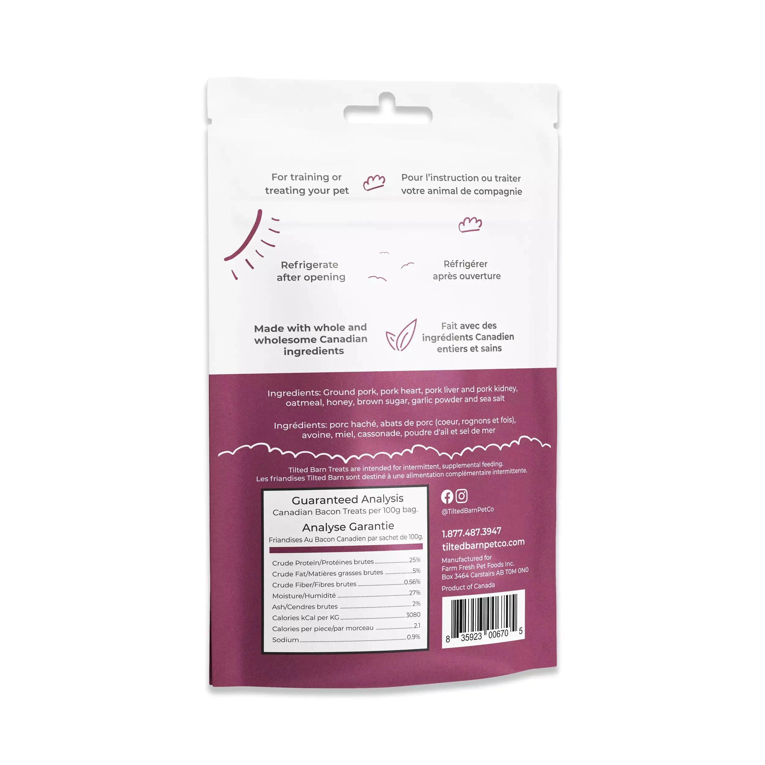 Tilted Barn - Treats - Canadian Bacon 100g