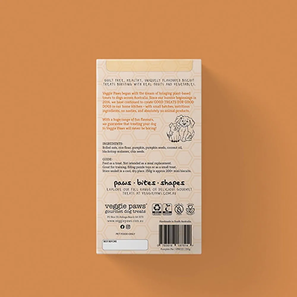 Veggie Paws Gourmet Dog Treats Bites 150g - Pumpkin Pie