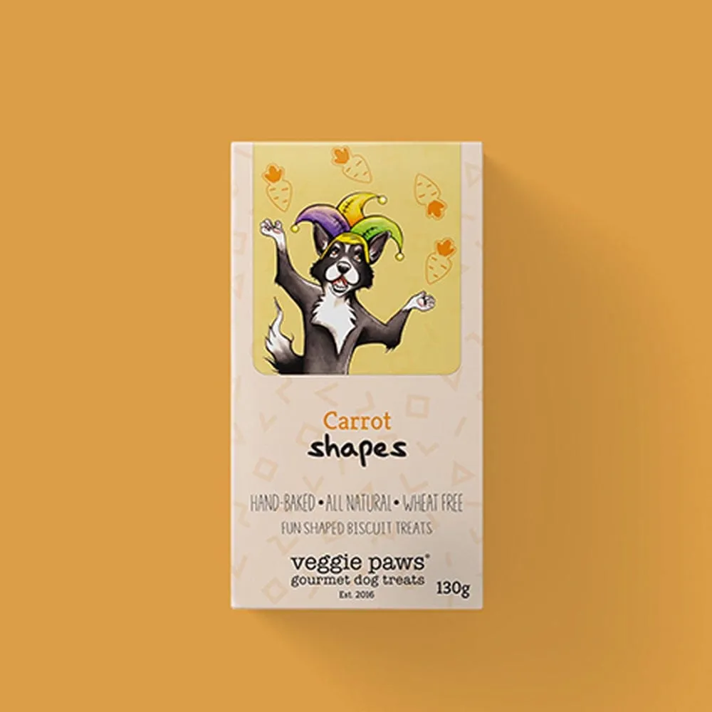 Veggie Paws Gourmet Dog Treats Shapes 130g - Carrot