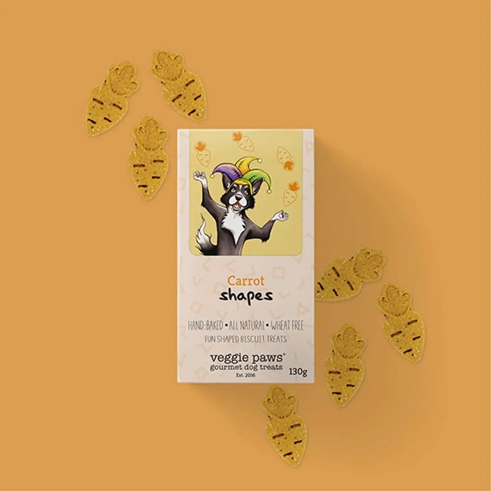 Veggie Paws Gourmet Dog Treats Shapes 130g - Carrot