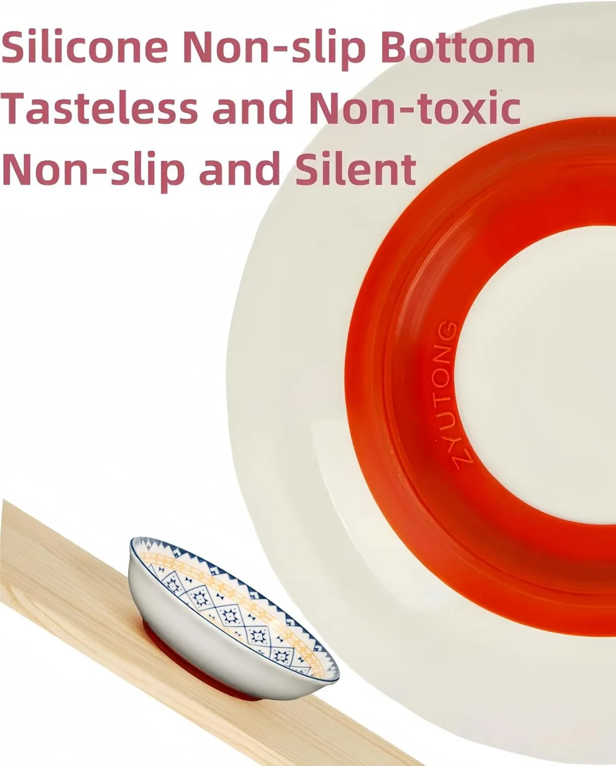 Whisker Fatigue Cat Bowl  5.5 in Ceramic Cats Food Bowl, Shallow Cat Food Dish, Cute Flat Pet Bowl, Small Wide Plates for Indoor Cats with Silicone Bottom, Non-Slip and Quiet